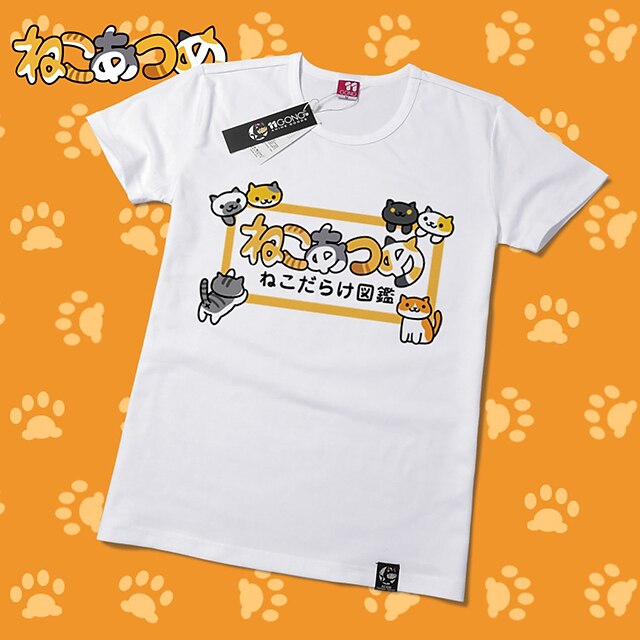  Innoittamana Neko Atsume Cat Anime Cosplay-asut Japani Cosplay T-paita Painettu Lyhythihainen T-paita Käyttötarkoitus Miesten Naisten