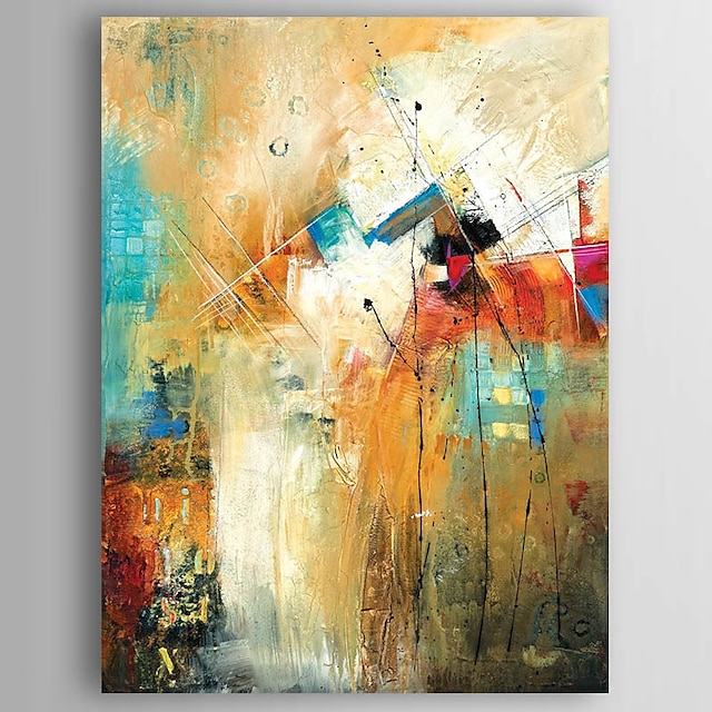  Oil Painting Hand Painted Abstract Modern Stretched Canvas / Rolled Canvas With Stretched Frame or Rolled Without Frame