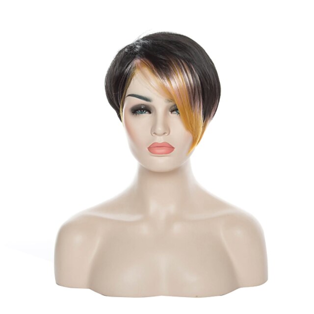  capless short synthetic wig colorful in the front bang suit for party and cosplay