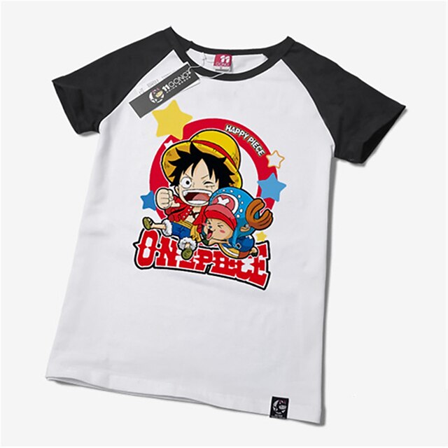  Inspirado por One Piece Monkey D. Luffy Anime Fantasias de Cosplay Japanês Cosplay T-shirt Estampado Manga Curta Camiseta Para Unisexo