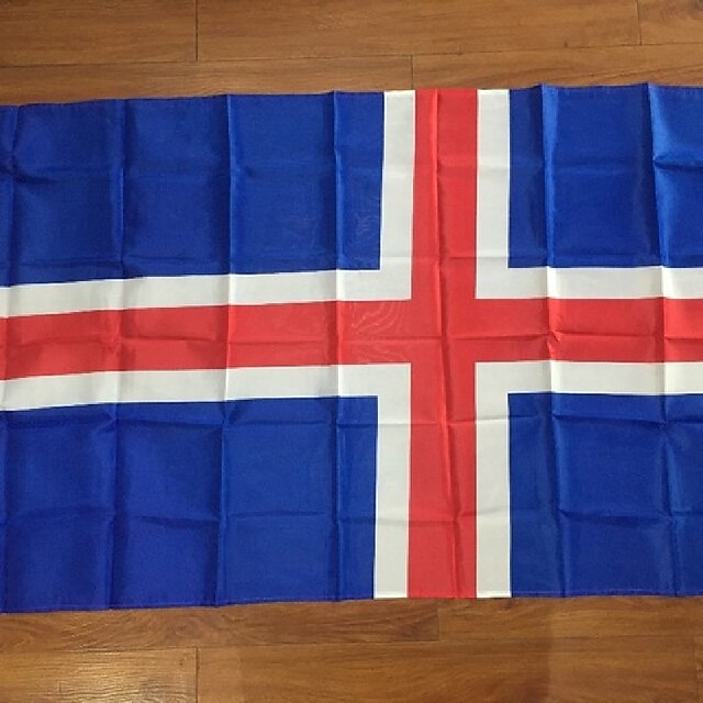  la bandera de Islandia bandera de poliéster 5 * 3 pies 150 * 90 cm de alta calidad precio barato en especie de tiro