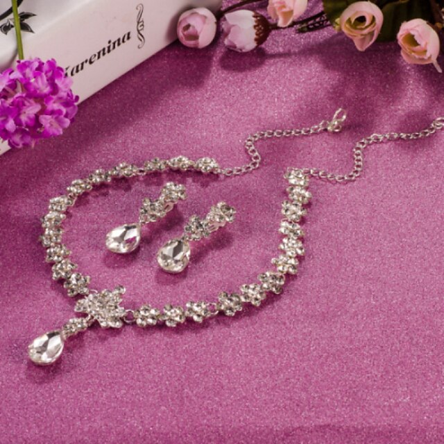  Schmuck-Set Damen Jubiläum / Hochzeit / Verlobung / Geburtstag / Besondere Anlässe Schmuck-Set Silber Kubikzirkonia Halsketten / Ohrringe