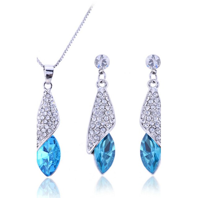  Women's Cubic Zirconia tiny diamond Jewelry Set Drop Earrings Pendant Necklace Solitaire Marquise Cut Drop Ladies Elegant Fashion Bridal everyday Sterling Silver Zircon Earrings Jewelry White