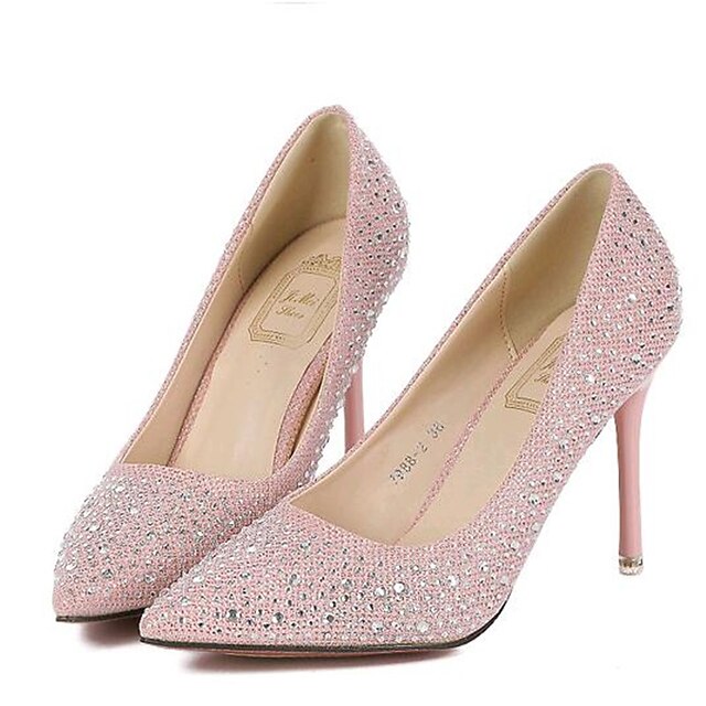 Women's Spring / Fall Stiletto Heel Wedding Party & Evening Crystal Leatherette Pink / Silver