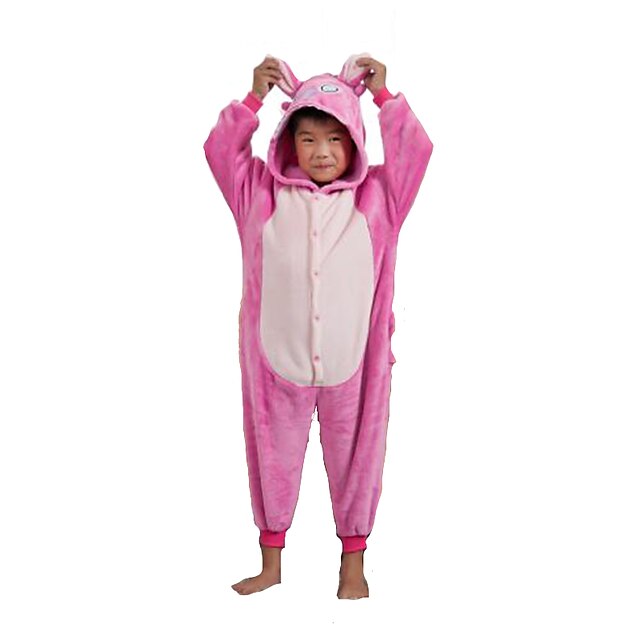  Børne Kigurumi Kigurumi-pyjamas Monster Dyremønster Onesie-pyjamas Flanel Fleece Lys pink Cosplay Til Nattøj Med Dyr Tegneserie Festival / Højtider Kostumer