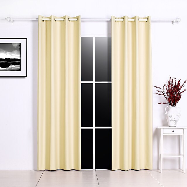  Blackout Curtains Drapes Two Panels Bedroom Solid Colored / Geometic Polyester Embossed