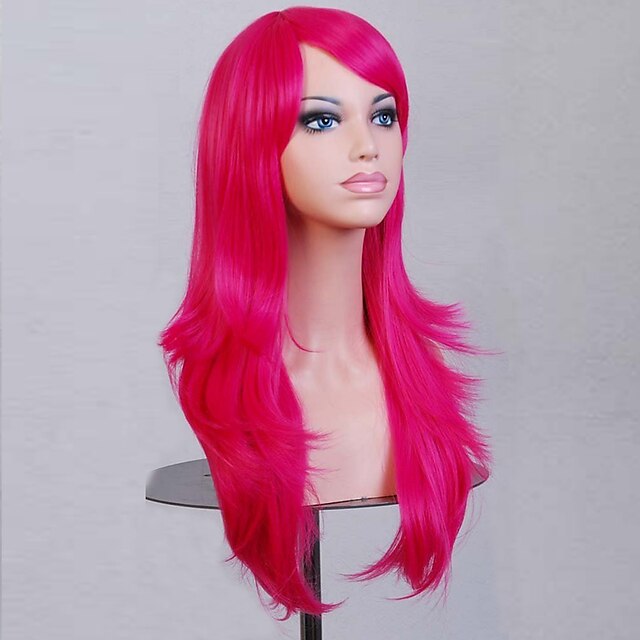  Cosplay Costume Wig Synthetic Wig Curly Natural Wave Natural Wave Asymmetrical Wig Medium Length Long Red Synthetic Hair Women's Natural Hairline Red
