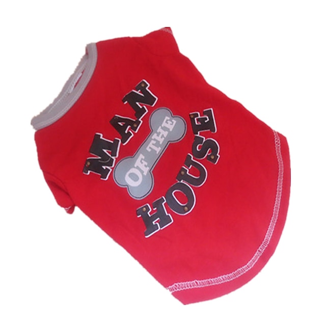  Dog Shirt / T-Shirt Bone Fashion Dog Clothes Puppy Clothes Dog Outfits Red Costume for Girl and Boy Dog Cotton S M