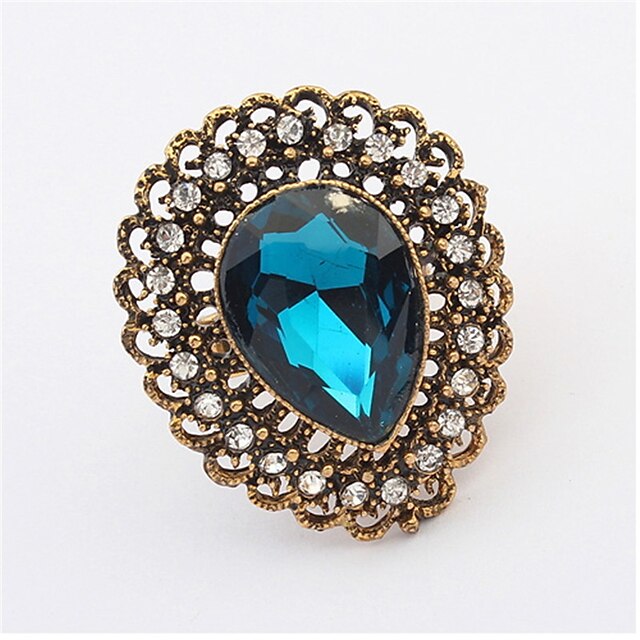  Vintage Jewelry Punk Female Gold-plated Crystal Rhinestone Adjustable Ring