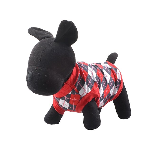  كلب T-skjorte ملابس الجرو Plaid / Check الدفء الشتاء ملابس الكلاب ملابس الجرو ملابس الكلب أحمر أزرق كوستيوم للفتاة والفتى الكلب قطن XS S M L