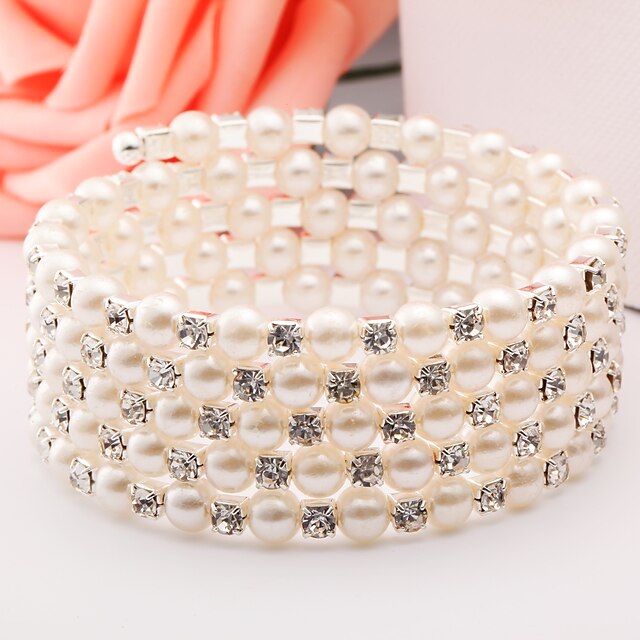  Damen Manschetten-Armbänder Künstliche Perle Aleación Schmuck Weihnachts Geschenke Alltag Normal