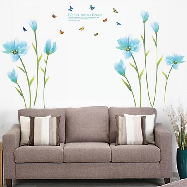  Wall Stickers Wall Decals, Beautiful Blue Lilies PVC Wall Sticker