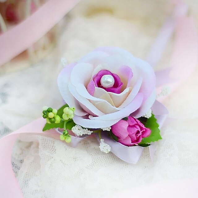  Esküvői virágok Virágcsokrok csuklóra / Egyedi esküvői dekor Különleges alkalom / Party / estély Selyem / Pamut Kb. 3 cm