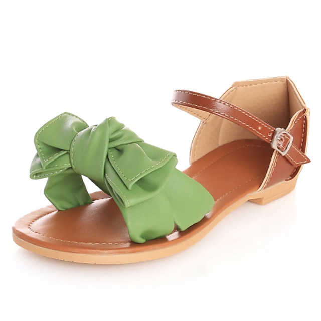  Women's Summer Cone Heel Comfort Casual Dress Bowknot Leatherette White / Green / Blue