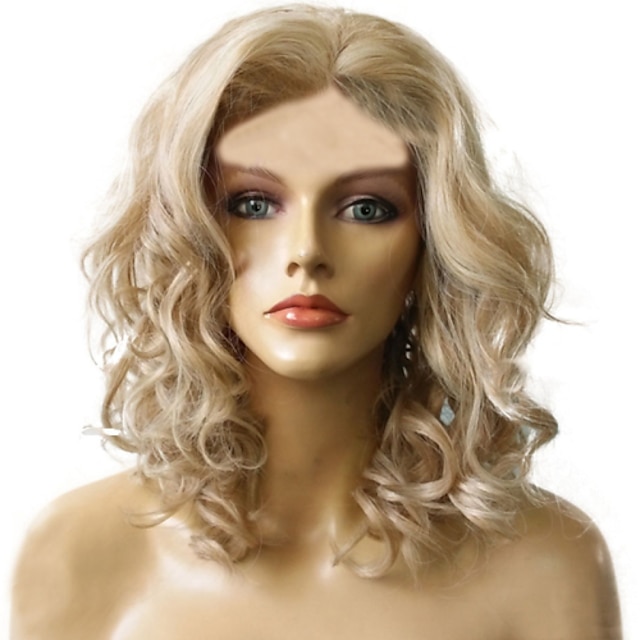  Synteettiset peruukit Kihara Tyyli Suojuksettomat Peruukki Vaaleahiuksisuus Vaaleahiuksisuus Synteettiset hiukset Naisten Vaaleahiuksisuus Peruukki