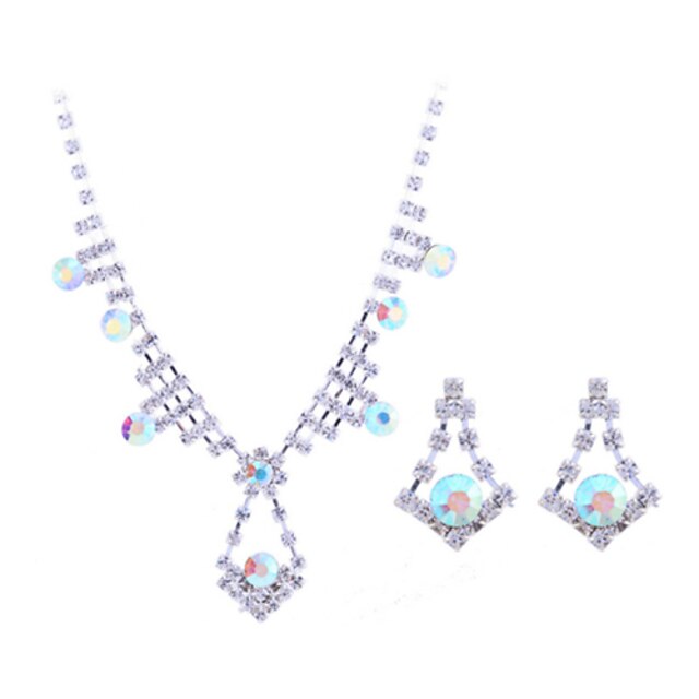  Mulheres Prata de Lei Zircão Prateado Imitações de Diamante Conjunto de jóias Brincos Colares - Cores Sortidas Conjunto de Jóias Colar /