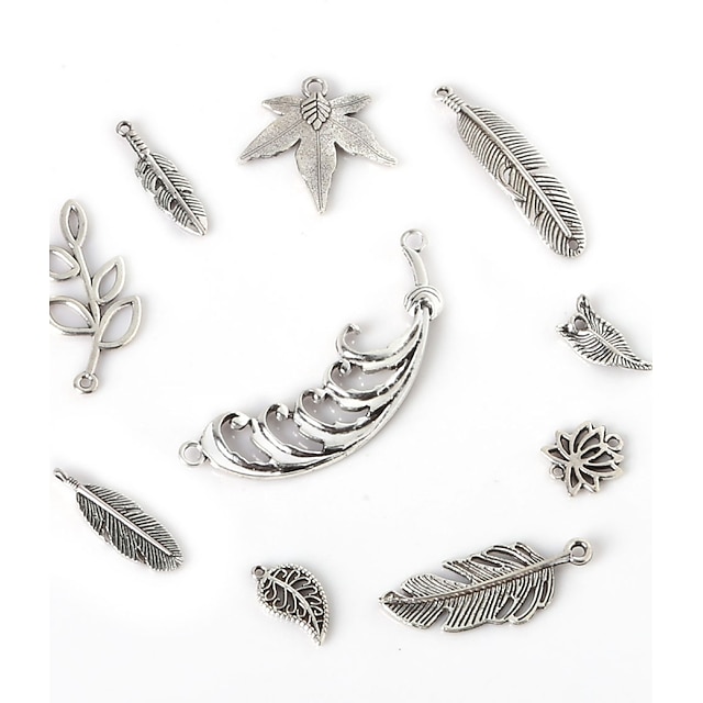  Beadia Antique Silver Metal Feather Charm Pendants Olive Tree Flower Leaf Jewelry Connectors DIY Accessories
