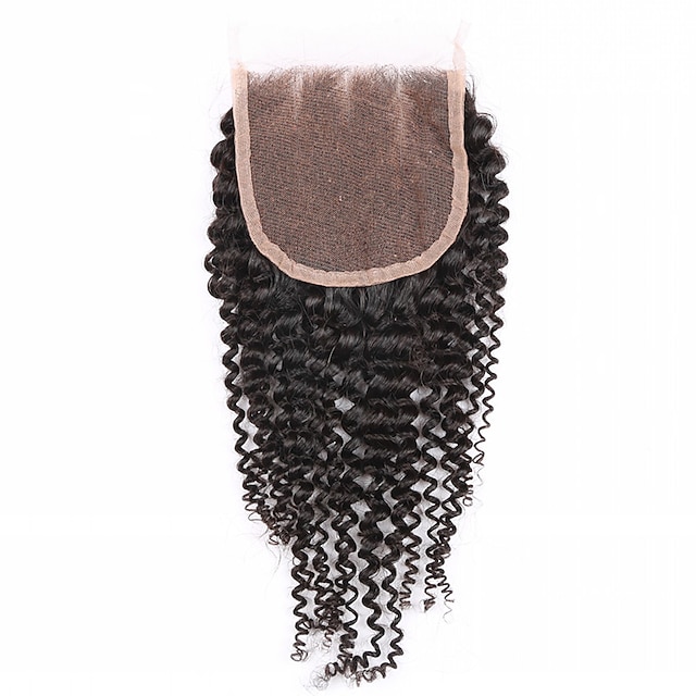  Slove Hair 7A Bleached Knots Lace Closure kinky Curly Closure Best Virgin Mongolian closures Free/2/3Part Closure
