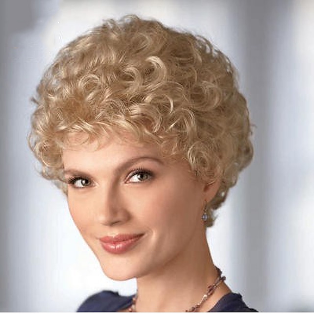  Synthetic Wig Curly Curly Wig Short Blonde Synthetic Hair 6 inch Women‘s Blonde