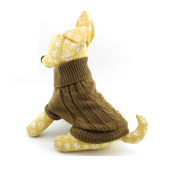  Kot Psy Sweter Ubrania dla szczeniąt Solidne kolory Zima Ubrania dla psów Ubrania dla szczeniąt Stroje dla psów Brązowy Kostium dla dziewczynki i chłopca Wełniany XS S M L