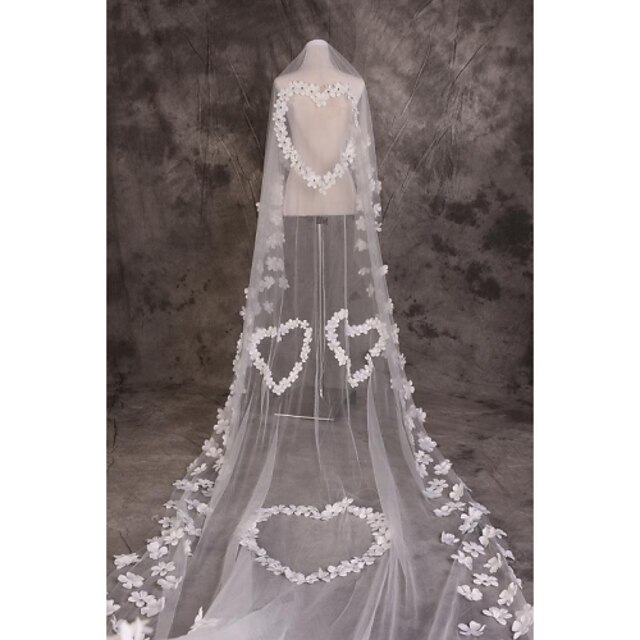  Wedding Veil One-tier Cathedral Veils Cut Edge Tulle