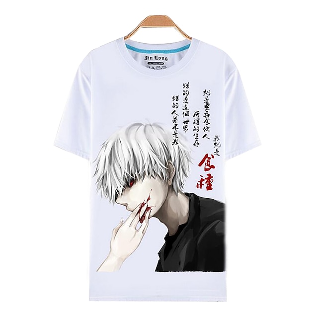  Inspirado por Tokyo Ghoul Ken Kaneki Anime Fantasias de Cosplay Japanês Cosplay T-shirt Estampado Manga Curta Blusa Para Homens