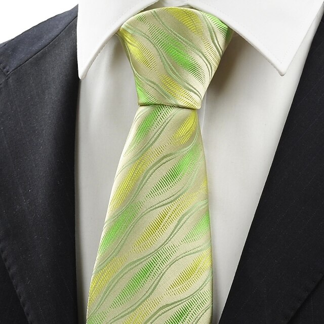 Gravata(Verde / Amarelo,Poliéster)Estampado