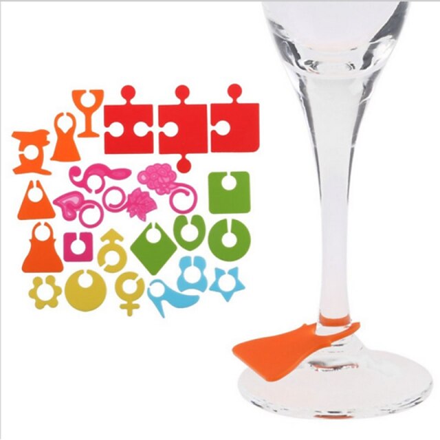  24Pcs/lot Silicone Party Wine Glass Bottle Drink Cup Marker Tags Cup Identify Label Random Color