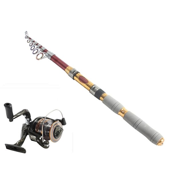  Telespin Rod Fishing Rod Fishing Rod and Reel Combo Telespin Rod 235 cm Carbon Telescopic Medium Light (ML) Sea Fishing