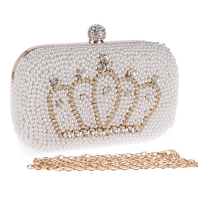  Femme Sacs Polyester Pochette Imitation Perle Cristal / strass Géométrique Artistique Sacs de mariage Mariage Soirée Soirée / Fête Blanche