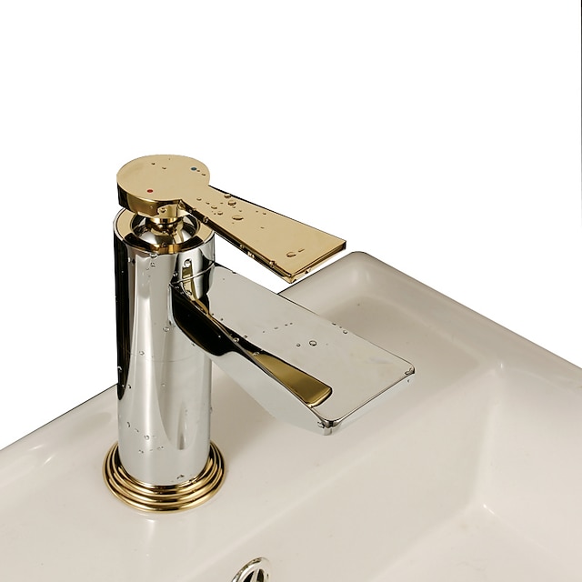  Art Deco / Ρετρό Montaj Punte Κεραμική Βαλβίδα Μία Οπή Ενιαία Χειριστείτε μια τρύπα Χρώμιο , Μπάνιο βρύση νεροχύτη