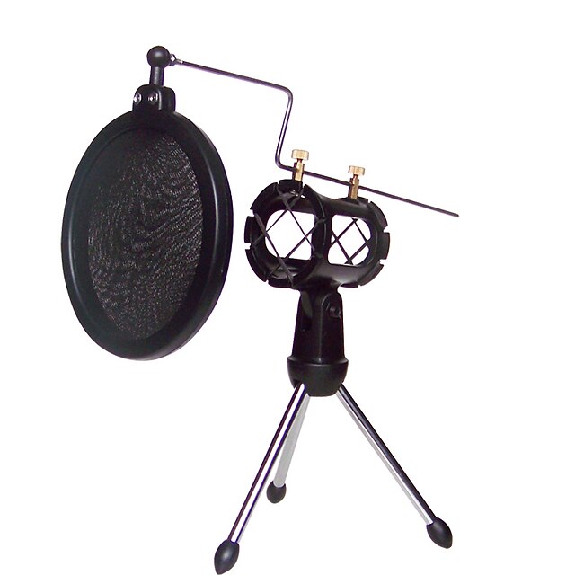  sjokk mount mikrofonstativ holder med integrert pop filter svart kit