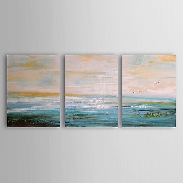  Oil Painting Hand Painted - Landscape Modern Stretched Canvas / Three Panels