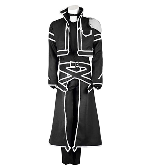  Ispirato da Sword Art Online Kirito Anime Costumi Cosplay Abiti Cosplay Tinta unita Manica lunga Cappotto / Pantaloni / Guanti Per Per uomo / Per donna