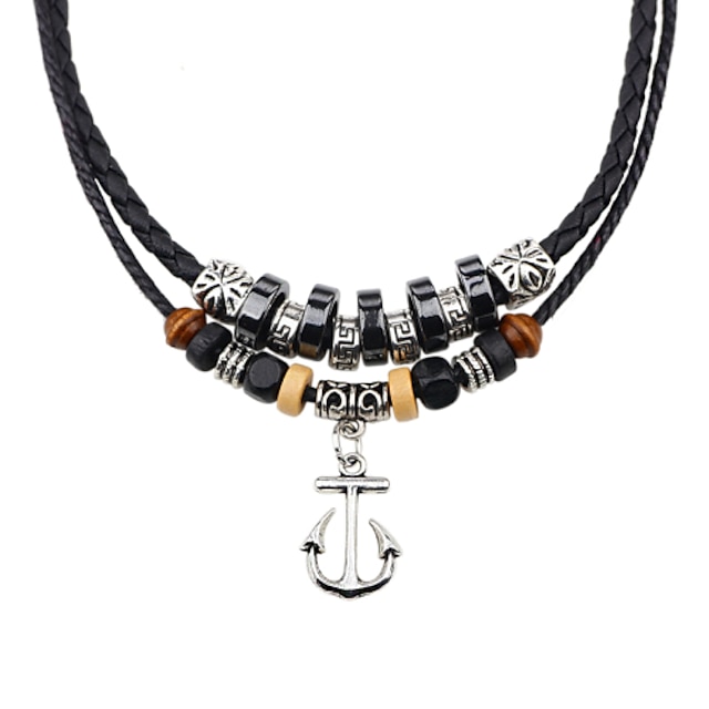  Pendant Necklace For Men's Women's Agate Party Casual Daily Agate Leather Resin Braided Silver