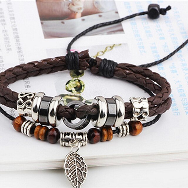  Leather Bracelet Rope Party Ladies Unique Design Work Casual Leather Bracelet Jewelry Brown For Party Gift Valentine Cosplay Costumes