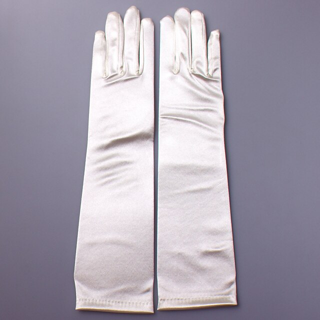  Сатин До локтя Перчатка Свадебные перчатки / Вечерние перчатки С Аппликации
