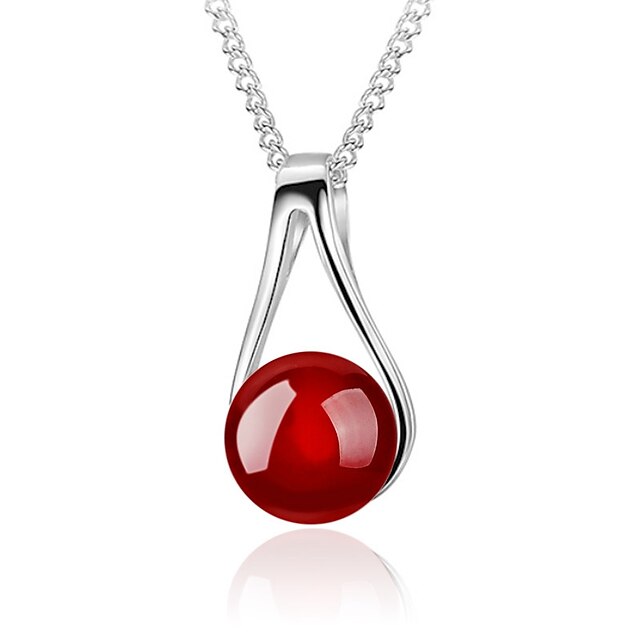  Women's Red Cora Pendant Necklace Flower Ball Mood Ladies Fashion Simple Style Sterling Silver Silver Black Red Necklace Jewelry For Casual Daily