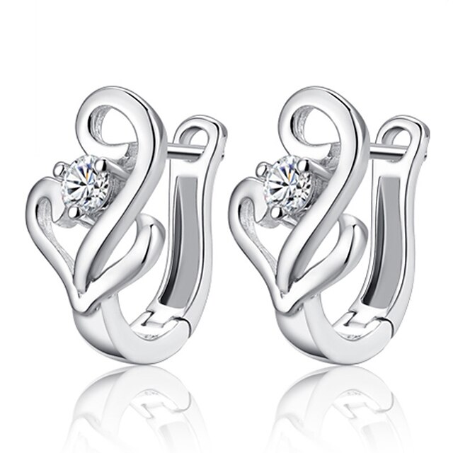  Women's Hoop Earrings Ladies Birthstones Sterling Silver Silver Earrings Jewelry Silver For Wedding Party Daily Casual