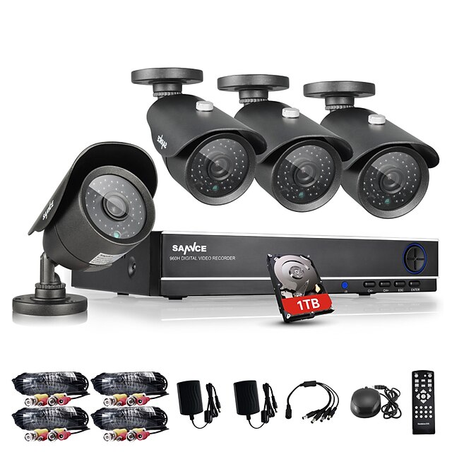  sannce® 8ch 960H DVR 4pcs 1000tvl ir wetterfeste Outdoor-CCTV-Kamera Sicherheit zu Hause Überwachungssets CCTV-System