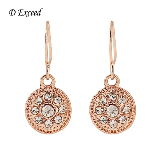  D Exceed 2016 new Hot Sale Fashion Brand jewelry Simple Temperament Rose Gold Clear Glass Stone Earrigs For Women