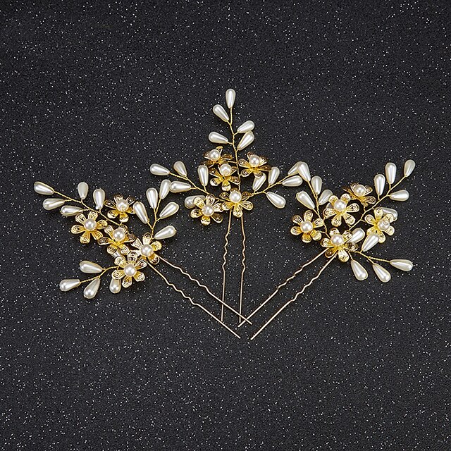  Damen Blumenmädchen Legierung Künstliche Perle Kopfschmuck-Hochzeit Besondere Anlässe Haarklammer 2 Stück