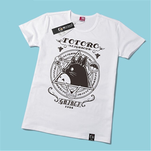  Inspirado por Meu Vizinho Totoro Gato Anime Fantasias de Cosplay Cosplay T-shirt Estampado Manga Curta Camiseta Para Unisexo