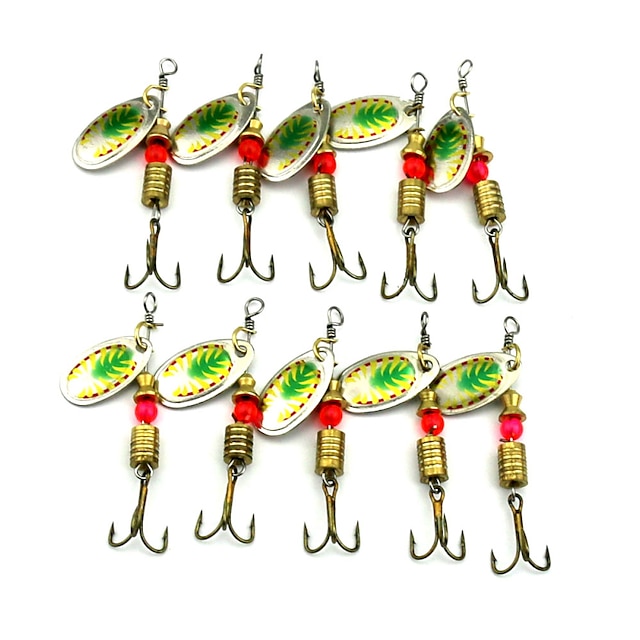  10 pcs Fishing Lures Buzzbait & Spinnerbait Spoons Sinking Fast Sinking Bass Trout Pike Sea Fishing Freshwater Fishing Lure Fishing Feather Metal / General Fishing