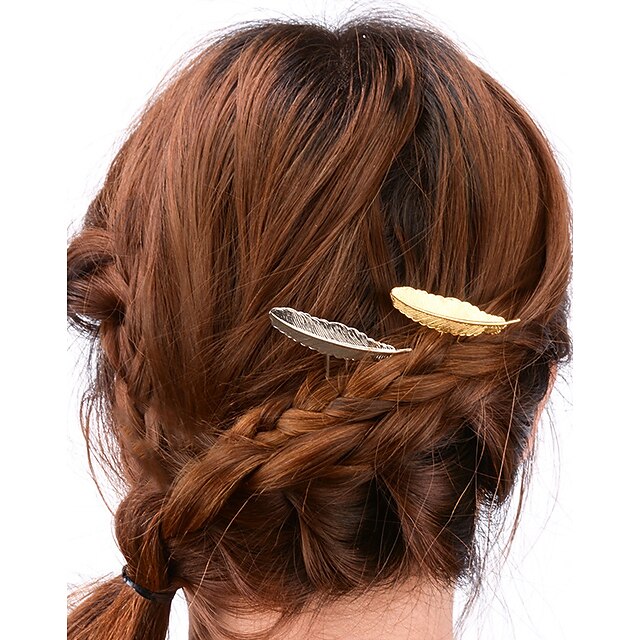  Women Casual Alloy Feather Hairpin Hair Accessories 1pc