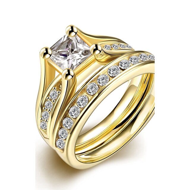  Dames Zirkonia Bandring Ringen Set Zirkonia Kubieke Zirkonia Titanium Staal Dames Modieus Modieuze ringen Sieraden Voor Bruiloft Feest Dagelijks Causaal