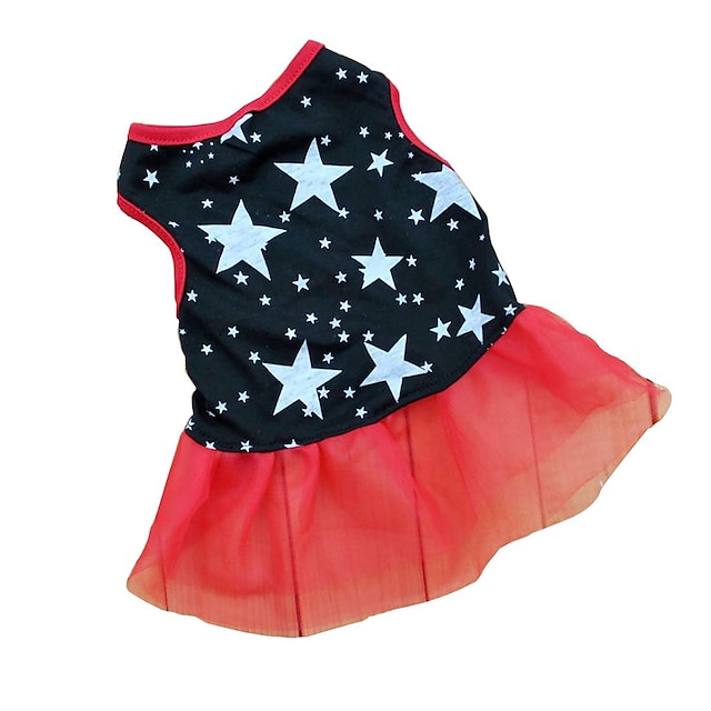  Cat Dog Dress Puppy Clothes Stars Casual / Daily Dog Clothes Puppy Clothes Dog Outfits Black Costume Baby Small Dog for Girl and Boy Dog Terylene XS S M L