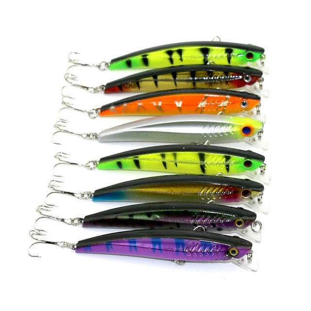  8 pcs Mamac za ribe Minnow Süllyedő Bass Pisztráng Csuka Tengeri halászat Folyóvíz horgászat Csali horgászat Kemény műanyag / Általános horgászat / Villantós & Csónakos horgászat