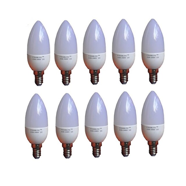  2.5 W LED-kynttilälamput 220-255 lm E14 C35 8 LED-helmet SMD 3020 Lämmin valkoinen 220-240 V / 10 kpl / RoHs