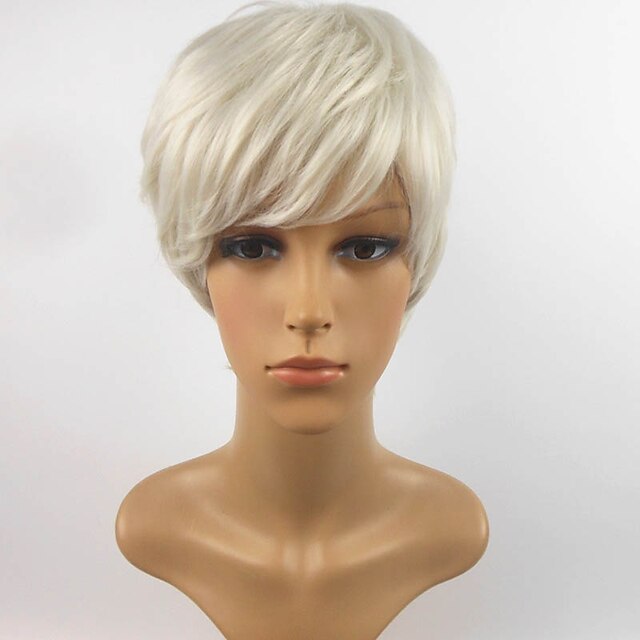  Synthetic Wig Straight Style Capless Wig White Synthetic Hair Women's White Wig Halloween Wig